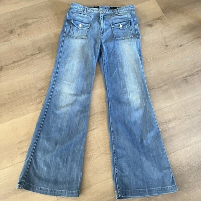Vintage X2 Jeans Women 10 34x33 Blue High Waist Wide Leg Flare Denim 90s Y2K - Image 1 of 4