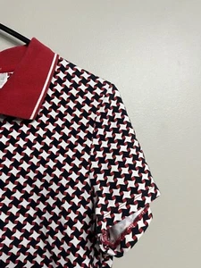 Liz Golf Small Polo Athletic Tennis Pickleball Red White Pattern  Red Collar - Picture 1 of 6