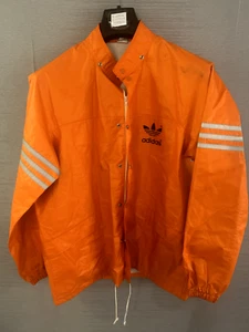 GB 26/28 MENS VINTAGE ADIDAS 80S ORANGE REFLECTIVE RAINCOAT- WIND BREAKER JACKET - Picture 1 of 6