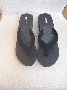 Mixit Damen-Flip-Flop-Sandale Keilabsatz Größe 9 geflochten schwarz - Bild 1 von 5