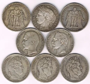 FRANKREICH 8 STÜCK 5 FRANKEN SILBER LATEINISCHE UNION 900‰ 25 gr Ref. 2024.12.12 - Bild 1 von 2