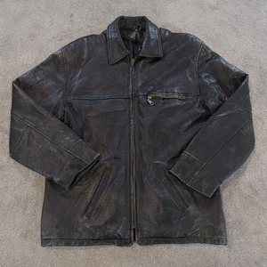 Vintage Real Leather Jacket Mens Small Bomber Motorcycle Coat Biker Genuine Soft - Picture 1 of 10