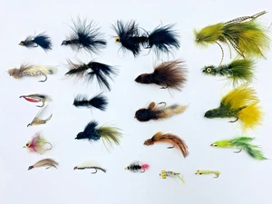 Fly Fishing Flies Lot ~ 22 Various ~ Salmon ~ Trout ~ Plus Box - Picture 1 of 14