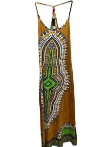 Kanza Dashiki Kaftan Dress Sleeveless Multi Pattern Cotton - Size S/M - Picture 1 of 5