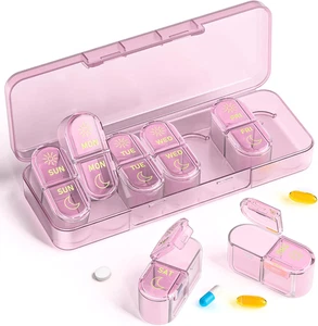 XL Weekly Pill Organizer 2 Times a Day, Pill Box 7 Day with One-Side Large Openi - Picture 1 of 10