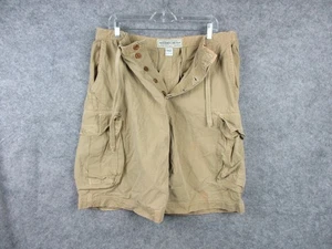 Vintage Abercrombie & Fitch Cargo Short Mens Large W36 Tan Button Fly Distressed - Picture 1 of 24