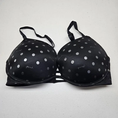 PINK Women Bra 36DD Black Polka Dot Push Up Underwired Convertible - Image 1 of 4