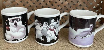Tazas navideñas vintage Gibson Coca Cola Polar Bear - Juego de 3 tazas navideñas Foto 1 de 4