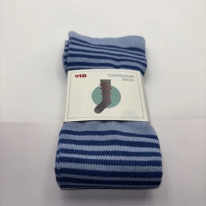 + Calcetines de compresión MD MD19116 azul a rayas talla grande nuevos - Imagen 1 de 8