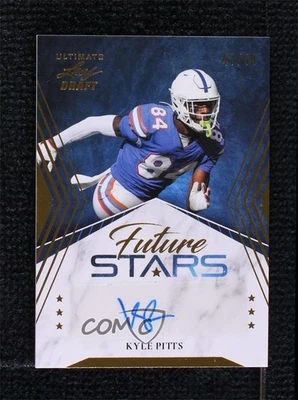 2021 Leaf Ultimate Draft Future Stars Gold 47/50 Kyle Pitts Rookie Auto RC - Image 1 of 3