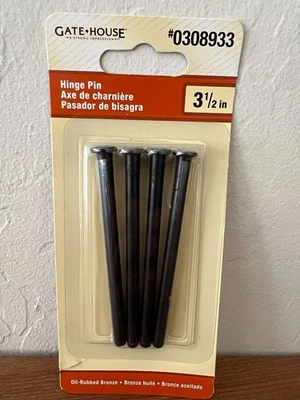 PINES DE BISAGRA DE PUERTA DE BRONCE FROTADO CON ACEITE DE 3-1/2 PULGADAS GATE HOUSE - 4 PINES - TOTALMENTE NUEVOS Foto 1 de 2