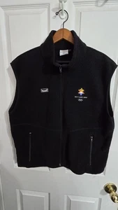 Vintage 2002 Salt Lake City Winter Olympics Marker Black Fleece Vest Size XXL - Picture 1 of 12
