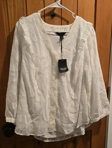 SIMPLY VERA, V. WANG ENGLISH CREAM BLOUSE, XL, WRIST LACE & RUFFLE, CREAM CAMI - Picture 1 of 6