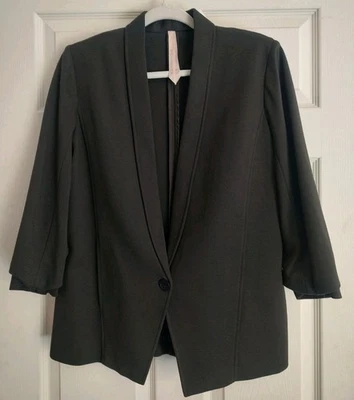 NUEVO Bailey 44 Blazer Chaqueta Abrigo Caqui Gris Verde Un Botón Acanalado Manga 3/4 L Foto 1 de 4