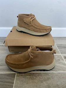 MENS CLARKS WALLABEE EDEN dark sand suede size 11 Moccasin Shoe Slip on Comfort - Picture 1 of 5