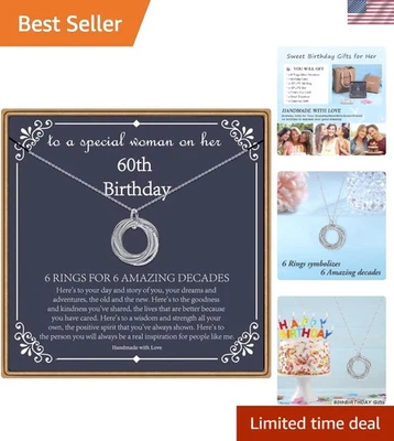 Подарки на 60-й день рождения для нее - потрясающее ожерелье из чистого серебра с подарочным набором - Изображение 1 из 4