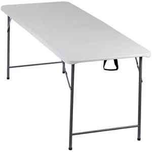 6FT Folding Table Portable Fold-in-Half Plastic Table w/Handle for Picnic Party  - Picture 1 of 24