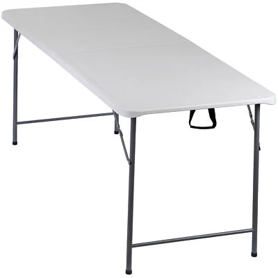6FT Folding Table Portable Fold-in-Half Plastic Table w/Handle for Picnic Party  - Image 1 of 4