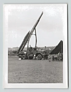 Photo 3x4 B&W Military Missile Launch Truck Children 1950's - Picture 1 of 1