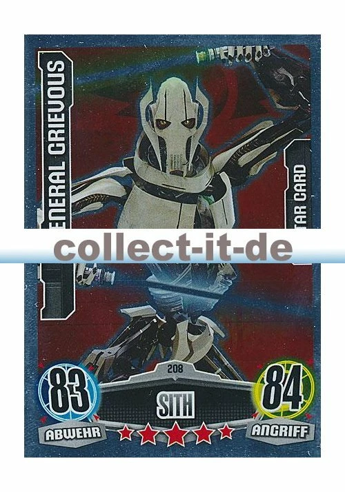 Force Attax Movie Cards 1 208 - GENERAL GRIEVOUS - Star Card - Sith - Separatist - Bild 1 von 1