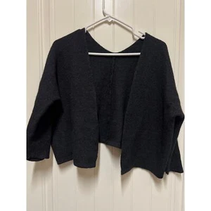 Brandy Melville Black Open Front Knit Cropped Cardigan Sweater One Size - Picture 1 of 3