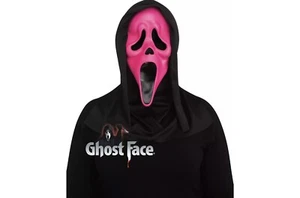 Hot Pink Fluorescent Ghost Face Mask Adult Costume Accessory NEW Fun World - Picture 1 of 1