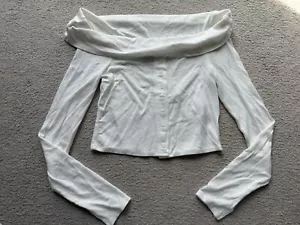 Forever 21 Womens Long Sleeve Off Shoulder Crop Top Shirt Tee Blouse Button Up S - Picture 1 of 9