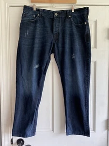 Pantalones de mezclilla para hombre B57 Calvin Klein ajustados rectos de altura baja lavado oscuro 40x29 - Imagen 1 de 5