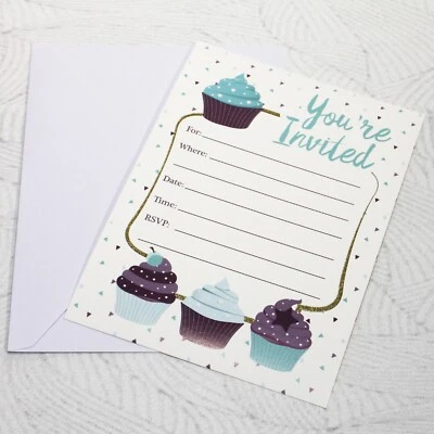 Пригласительные открытки на кекс 24 заполненных приглашения с конвертами для детского дня рождения - Изображение 1 из 4