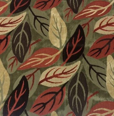 CLARENCE HOUSE LAURELWOOD BROWN RED LEAF MODERN LINEN VELVET FABRIC BY THE YARD - Image 1 of 4
