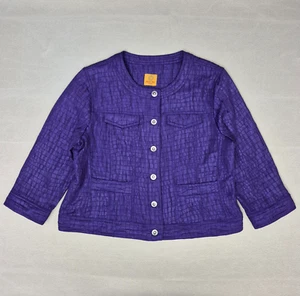 Ruby Rd. Women's Crop Textured Jacket Purple Size 10P Long Sleeve - Picture 1 of 13
