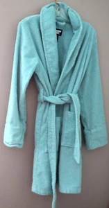 BATA MUJER LANDS' END TELA RIZO AZUL CORBATA DELANTERA MANGA LARGA MEDIANA 10/12 - Imagen 1 de 2