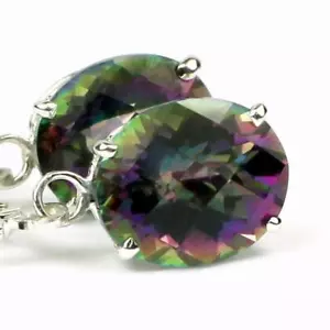 Orecchini a leva in argento sterling 925, topazio mistico di fuoco, SE207 - Foto 1 di 7