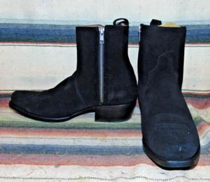 Mens Rujo The Reno Black Roughout Suede Leather Cowboy Boots 9 EE New in Box - Picture 1 of 6