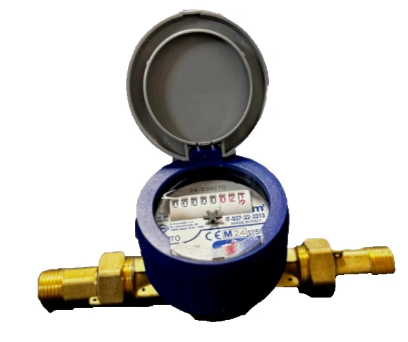 Gioanola Contatore Acqua 1/2' Quadrante Asciutto BLU C/Coperchio C/Raccordi - Immagine 1 di 4