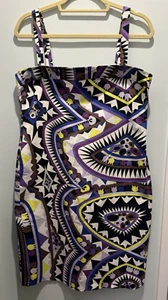 VESTIDO DE SOL EMILIO PUCCI-MUJER GEOMÉTRICO CON CORREA DE ALGODÓN-TALLA:14-¡COMO NUEVO! - Imagen 1 de 3