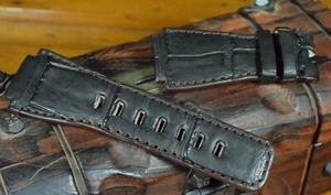 MA WATCH STRAP BAND BELL ROSS BR 01 03 BROWN GENUINE GATOR SKIN FULL CUT BAND - Picture 1 of 6