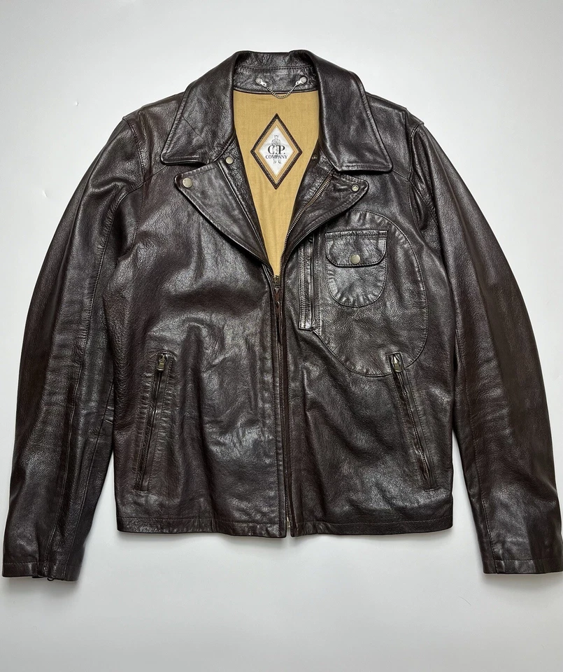 CP Company Archive Biker Leather Jacket Size 48 - Image 1 of 4
