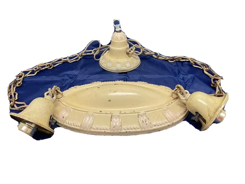 1920’S ENAMELED BRASS METAL CHANDELIER  CEILING FIXTURE ART DECO , ARTS & CRAFTS Cover