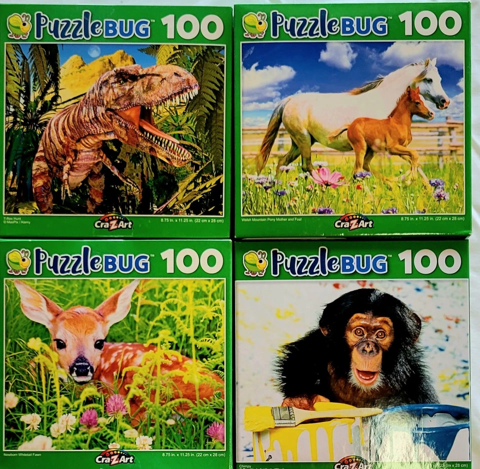 Set of 4 PuzzleBug Cra-Z-Arts Assorted Jiggsaw Puzzles 100 Pc, New, Sealed - Image 1 of 1