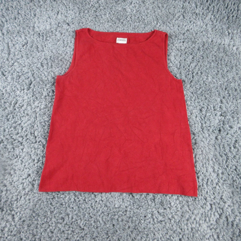 Рубашка женская Chicos 1 красная шелковая смесь без рукавов майка - Изображение 1 из 4