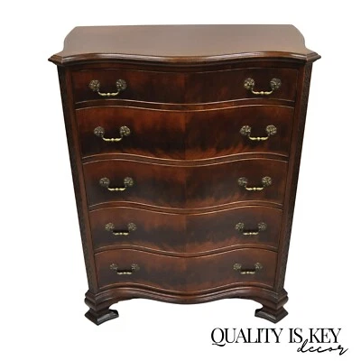 Cômoda vintage W&J Sloane chinesa Chippendale mogno serpentina peito alto - Imagem 1 de 4