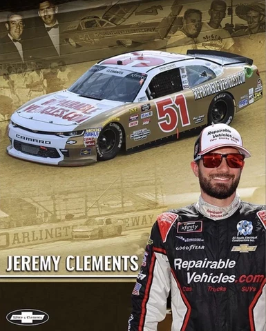 2018 JEREMY CLEMENTS "REX WHITE DARLINGTON THROWBACK #51 NASCAR XFINITY POSTCARD Cover