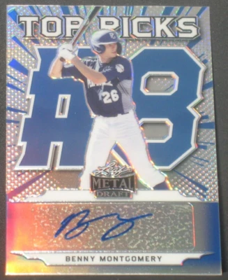 Benny Montgomery 2021 Leaf Metal Draft Top Picks Autograph Rookie Blue (16/35) - Image 1 of 2