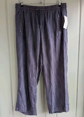Pantalón Athleta Cabo Lino Texturizado Pierna Ancha Mujer Plus 18 Elástico Tirar de Cintura Foto 1 de 4