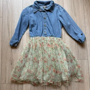 Girl's Tutu Dress w/ Denim Top Floral Skirt by Pink & Violet Sz 12 - Picture 1 of 9
