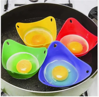 LR SUPPLIES 4 x Silicone Egg Poacher Cup Poaching Eggs Pod Mould Pan Poach Cooking Microwave