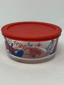 PYREX SPIDER MAN Glass BOWL storage container 4 Cup Round w/LID MARVEL NEW rare - Picture 1 of 10