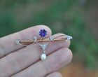 14K Yellow Gold Plated 3.10Ct Round  Simulated Amethyst Wedding Brooch Pin