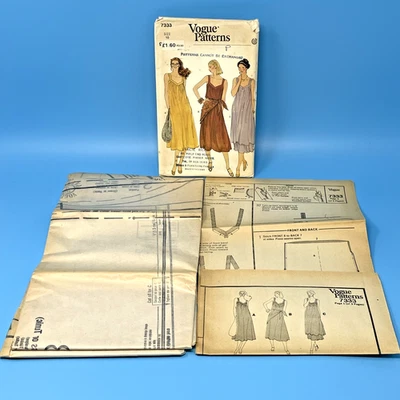 Vintage - Vogue Patterns 7333, Size 10, Dress or Tunic Skirt and Scarf - Uncut - Image 1 of 4